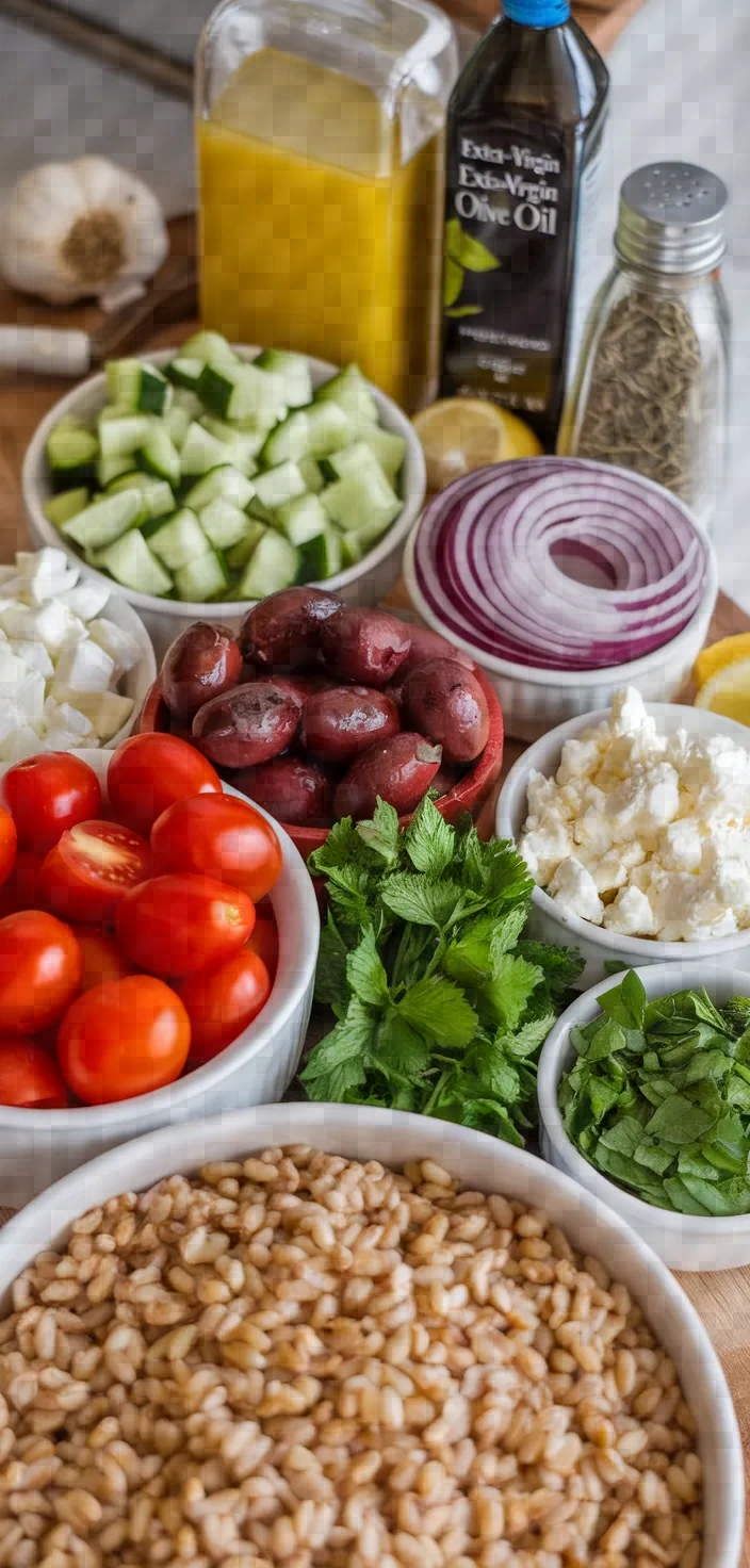 Ingredients photo for Mediterranean Farro Salad Recipe