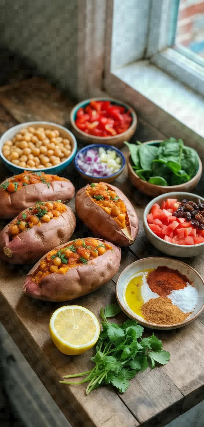 Ingredients photo for Healthy Moroccan Stuffed Sweet Potatoes Recipe