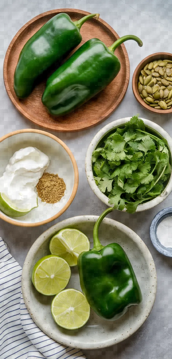 Ingredients photo for Poblano Pumpkin Seed Sauce Recipe