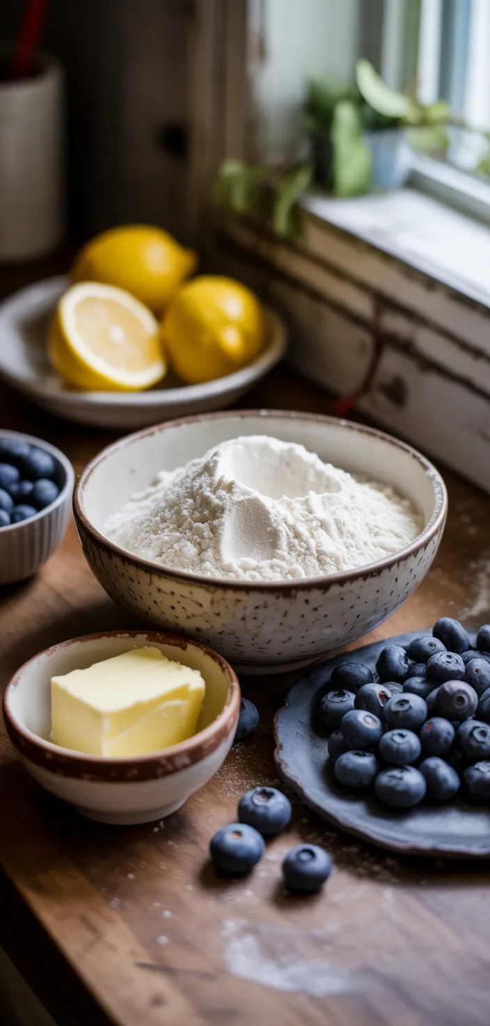 Ingredients photo for Lemon Blueberry Cookies (Soft And Chewy) Recipe