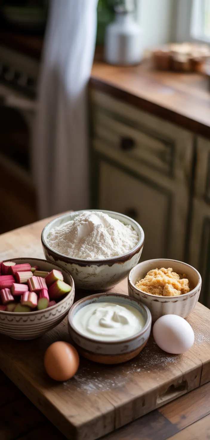 Ingredients photo for Rhubarb Muffins With Greek Yogurt Recipe