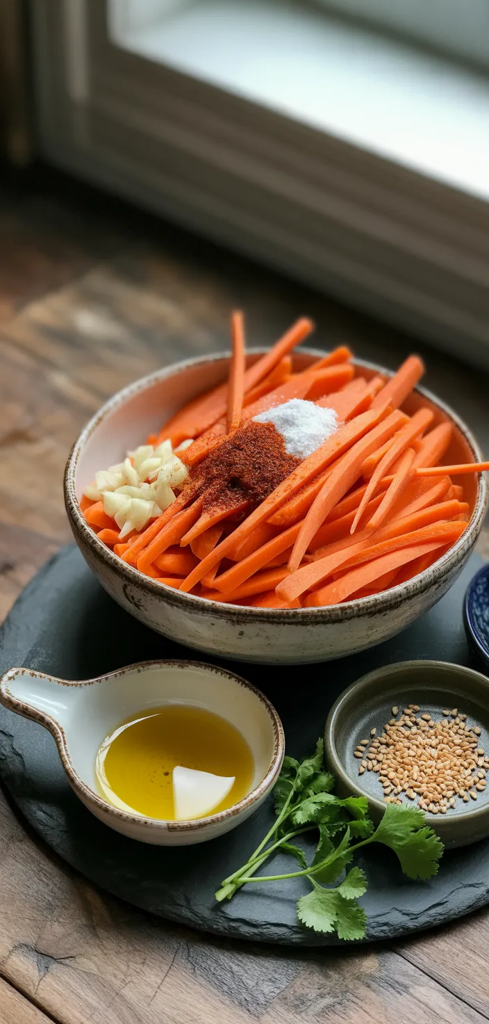 Ingredients photo for Spicy Korean Carrots Recipe
