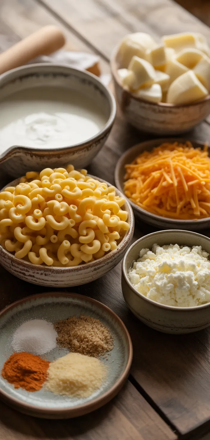 Ingredients photo for CREAMY BAKED MAC AND CHEESE Recipe