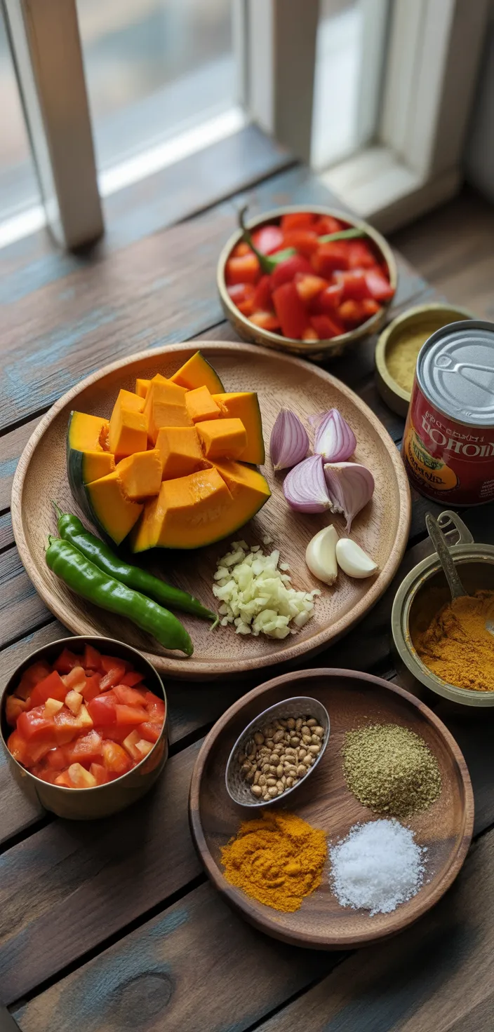 Ingredients photo for Indian Pumpkin Curry (One Pot Recipe)