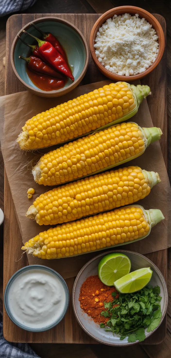 Ingredients photo for Mexican Street Corn On The Cob (Elote) Recipe