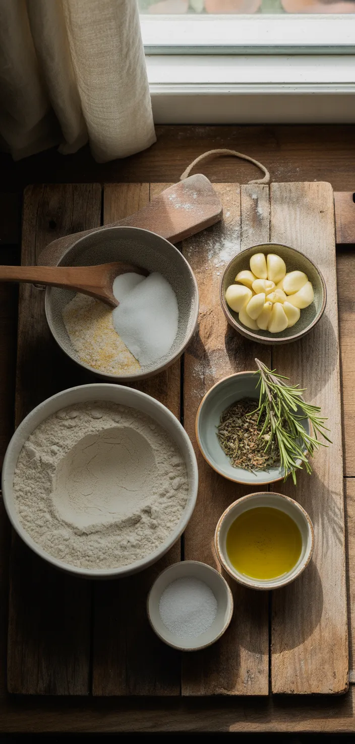 Ingredients photo for Roasted Garlic And Rosemary Focaccia Recipe