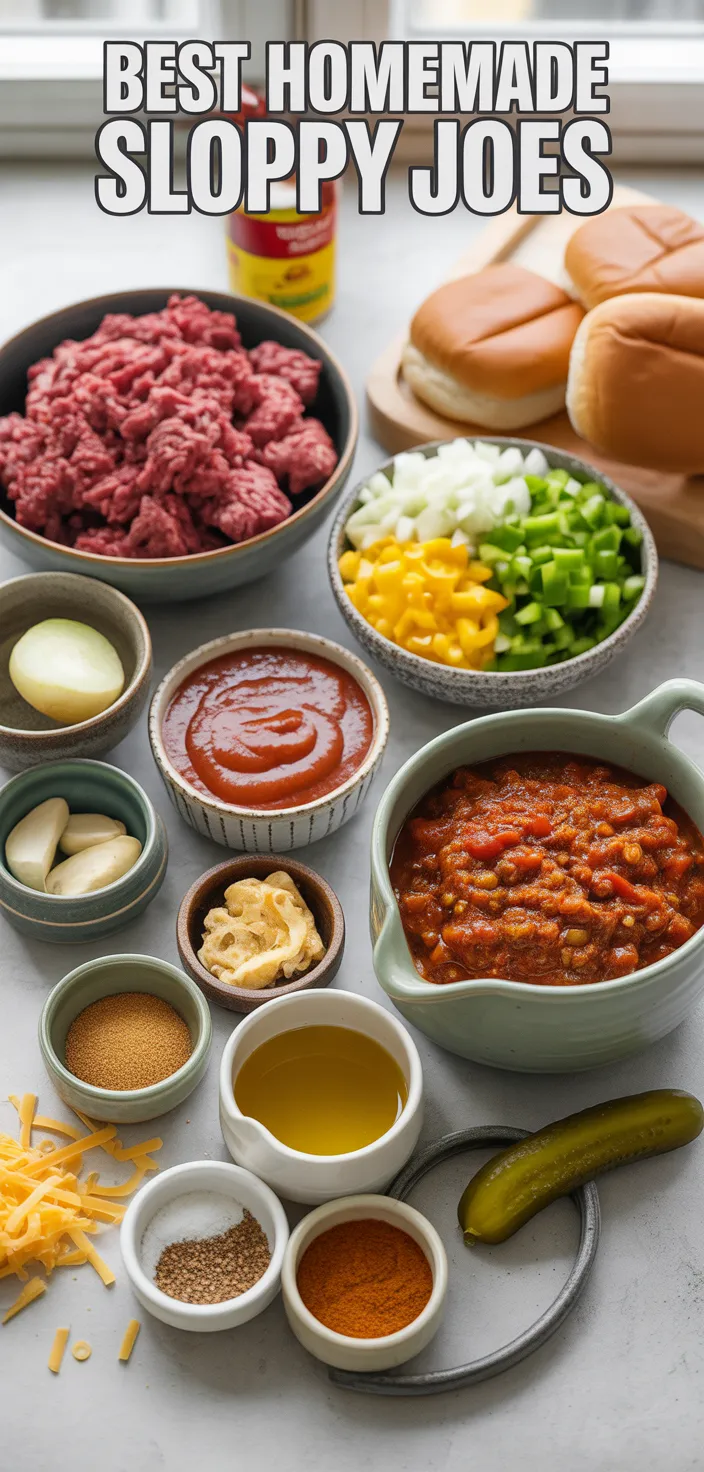 Ingredients photo for BEST Homemade Sloppy Joes Recipe