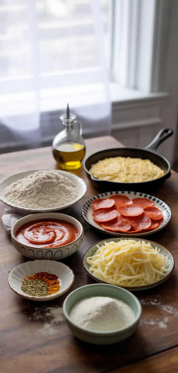 Ingredients photo for CRISPY Cast Iron Skillet Pizza Recipe