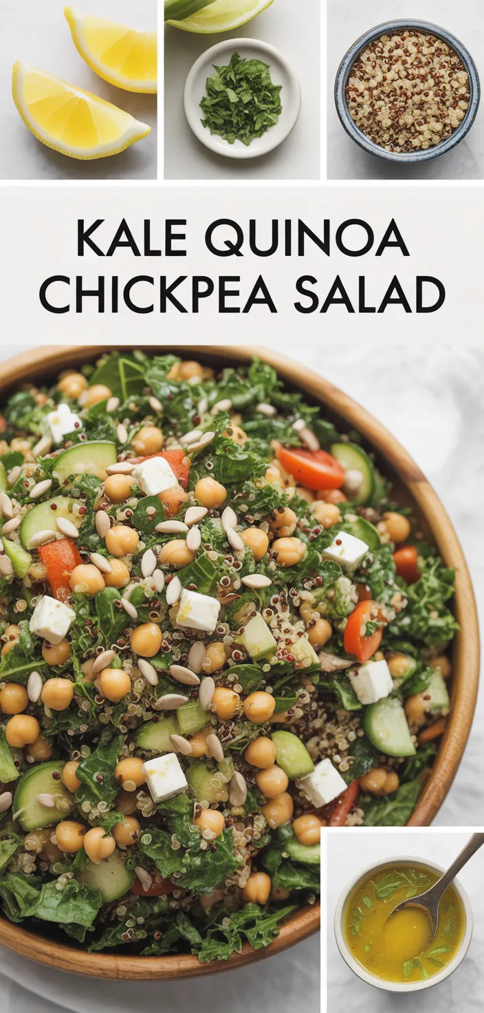 A photo of Kale Quinoa & Chickpea Salad With Lemon Vinaigrette Recipe