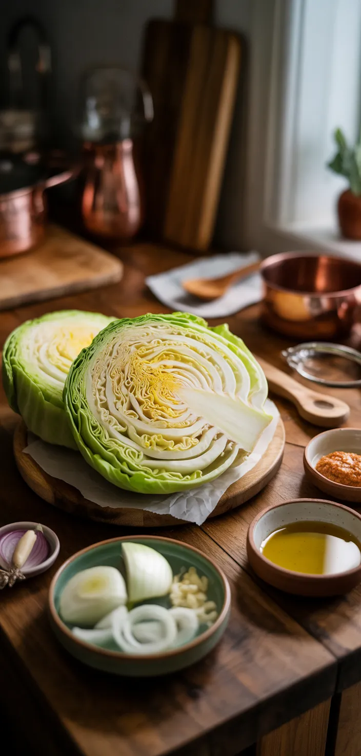 Ingredients photo for Easy Roasted Cabbage With Amazing Onion Dijon Sauce Recipe