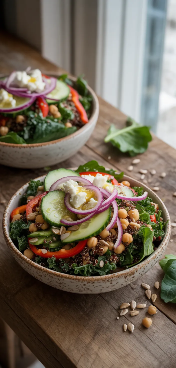 Ingredients photo for Kale Quinoa & Chickpea Salad With Lemon Vinaigrette Recipe