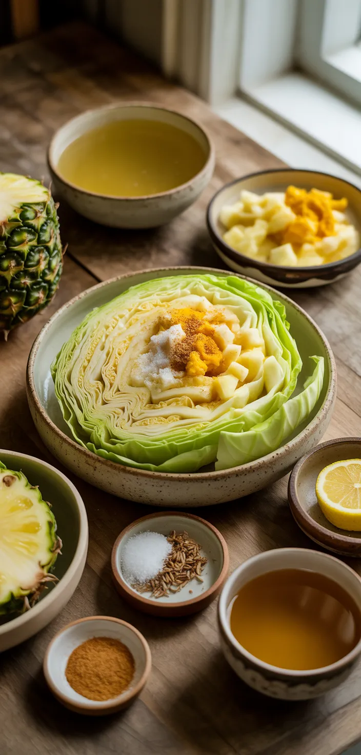 Ingredients photo for Pineapple Turmeric Sauerkraut And Gut Shots Recipe