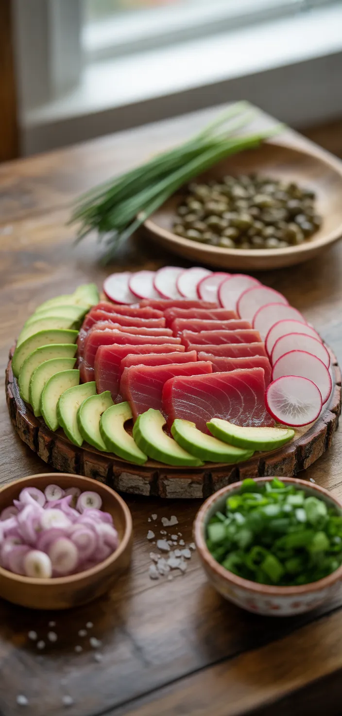 Ingredients photo for Tuna Crudo With Citrus Caper Vinaigrette Recipe