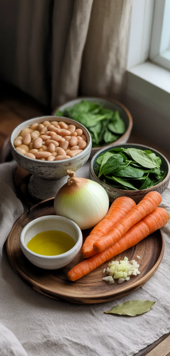 Ingredients photo for White Kidney Bean And Spinach Soup Recipe
